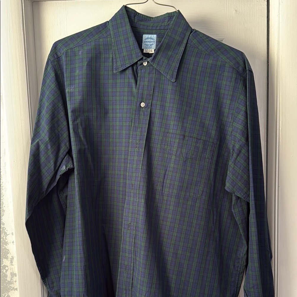 Green and Blue Casual Button Down Shirt